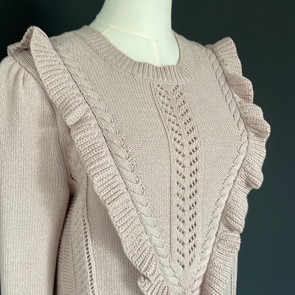 REBECCA TAYLOR 100% cotton blush pink sweater